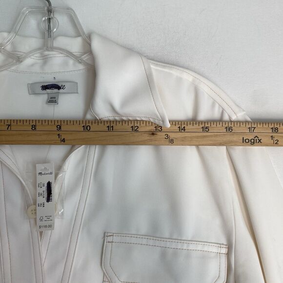 Madewell Contrast Stitch Popover Shirt XXS Ivory Long Sleeve Tunic Oversized - Picture 10 of 10
